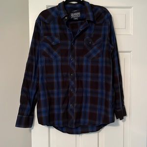 American Rag mens XL snap closure, navy and brown